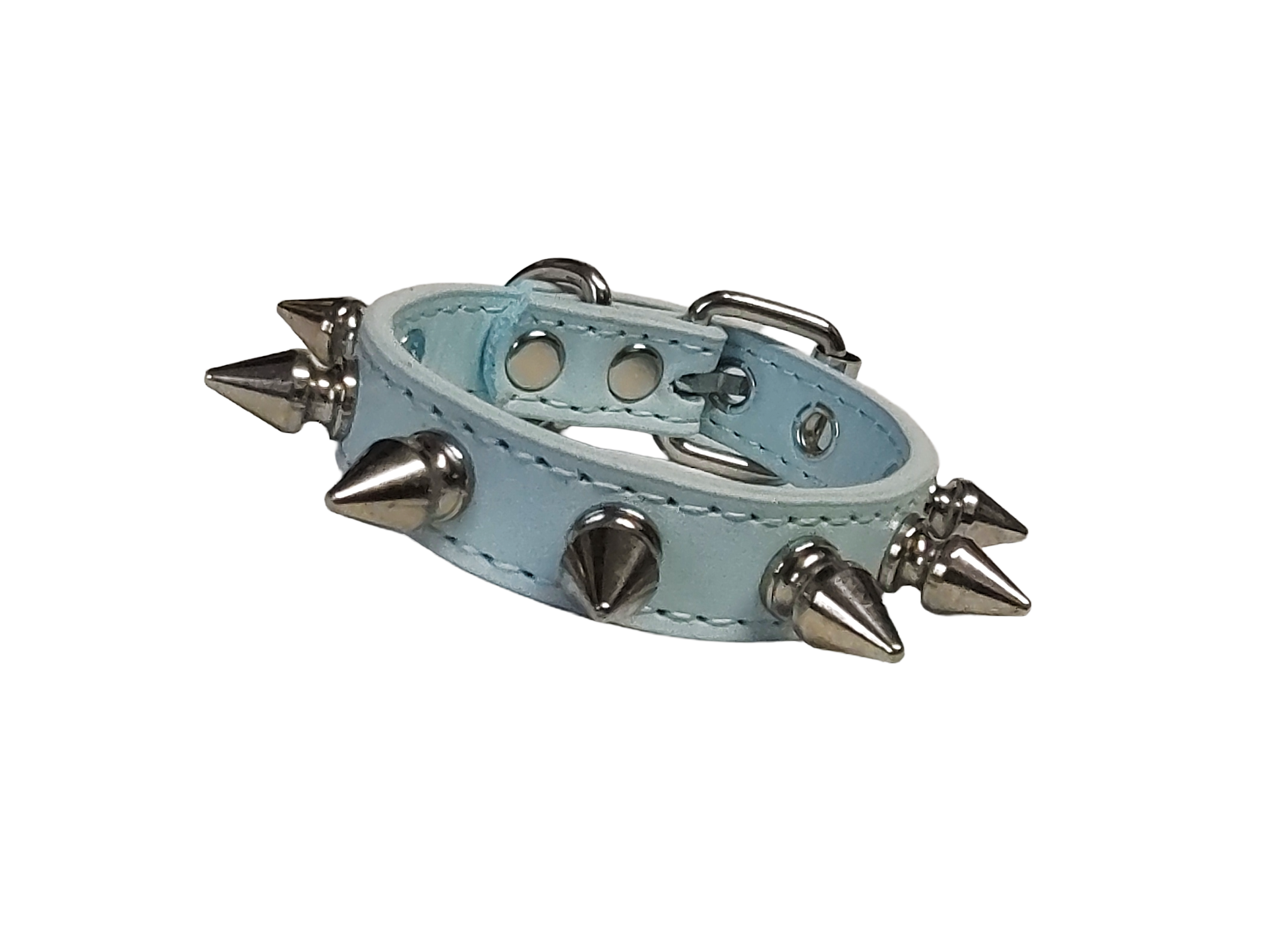 Cerulean Ruin Ice Blue Faux Leather Spiked Cuff Bracelet – DauntingClaws