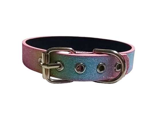 Glitter Faux Leather trans rainbow choker back view
