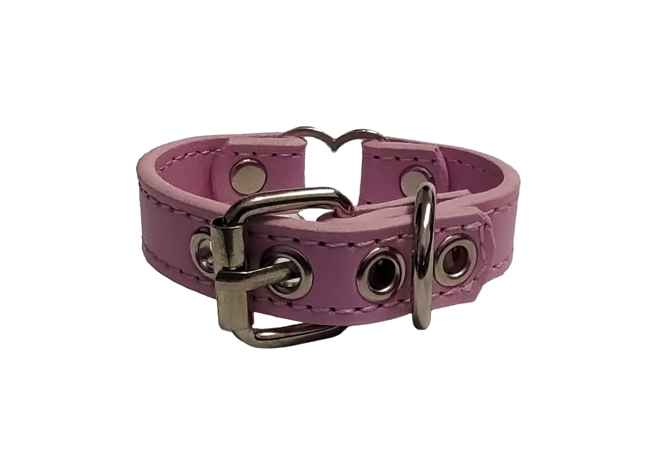 Pink faux leather heart ring cuff bracelet back view