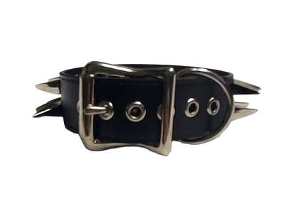Buzzsaw Wyrm Spiked Collar - Black Faux Leather Claw Spike Choker Collar
