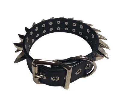 Buzzsaw Wyrm Spiked Collar - Black Faux Leather Claw Spike Choker Collar