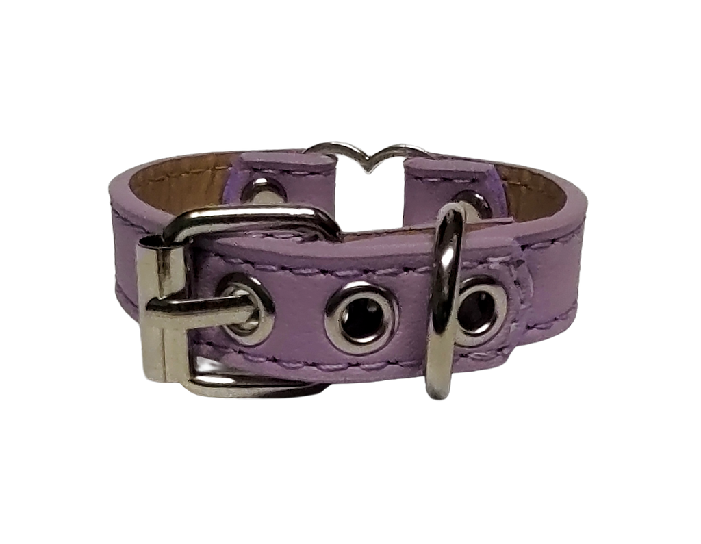 Pastel purple faux leather heart ring cuff bracelet  back view