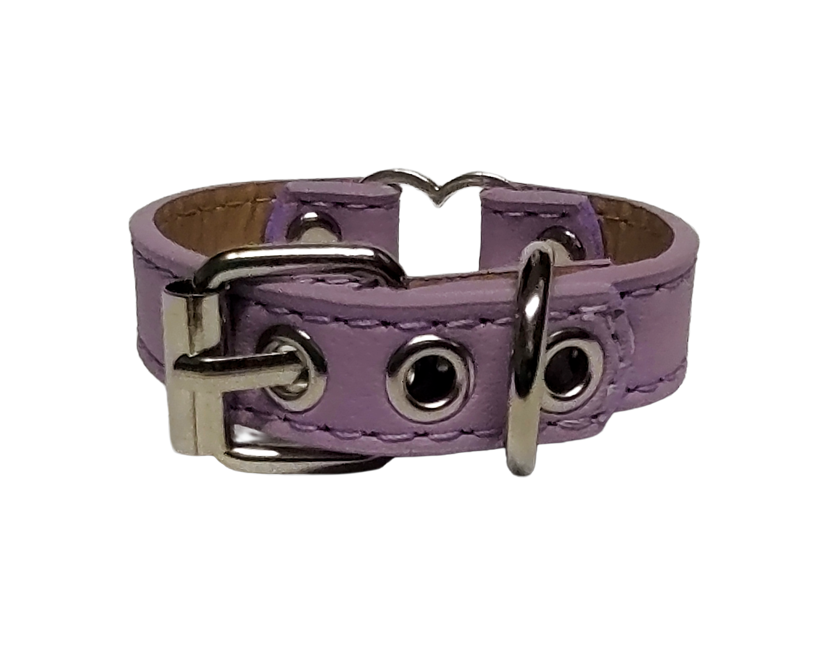 Pastel purple faux leather heart ring cuff bracelet  back view