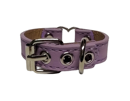 Pastel purple faux leather heart ring cuff bracelet  back view
