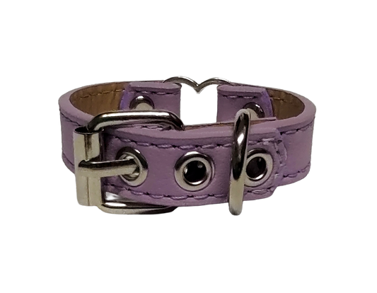 Pastel purple faux leather heart ring cuff bracelet  back view