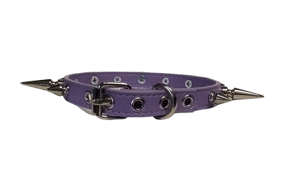 Pastel purple faux leather spiked collar with alternating spikes back view