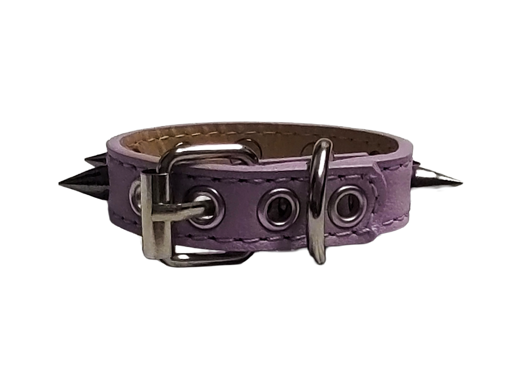 Pastel purple gunmetal spiked cuff bracelet back view