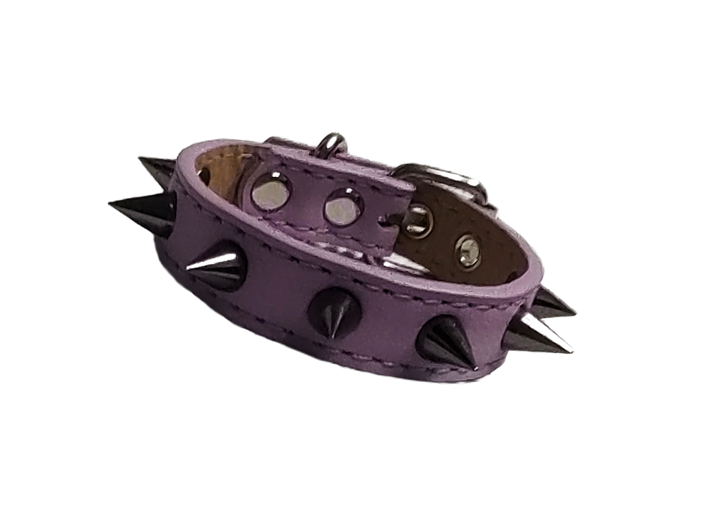 Pastel purple gunmetal spiked cuff bracelet front view