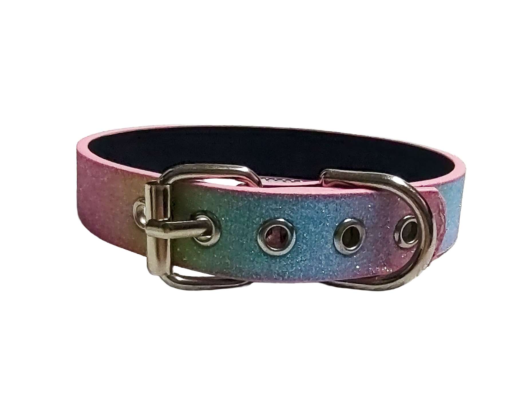 Glitter Faux Leather trans rainbow choker back view