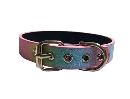 Glitter Faux Leather trans rainbow choker back view