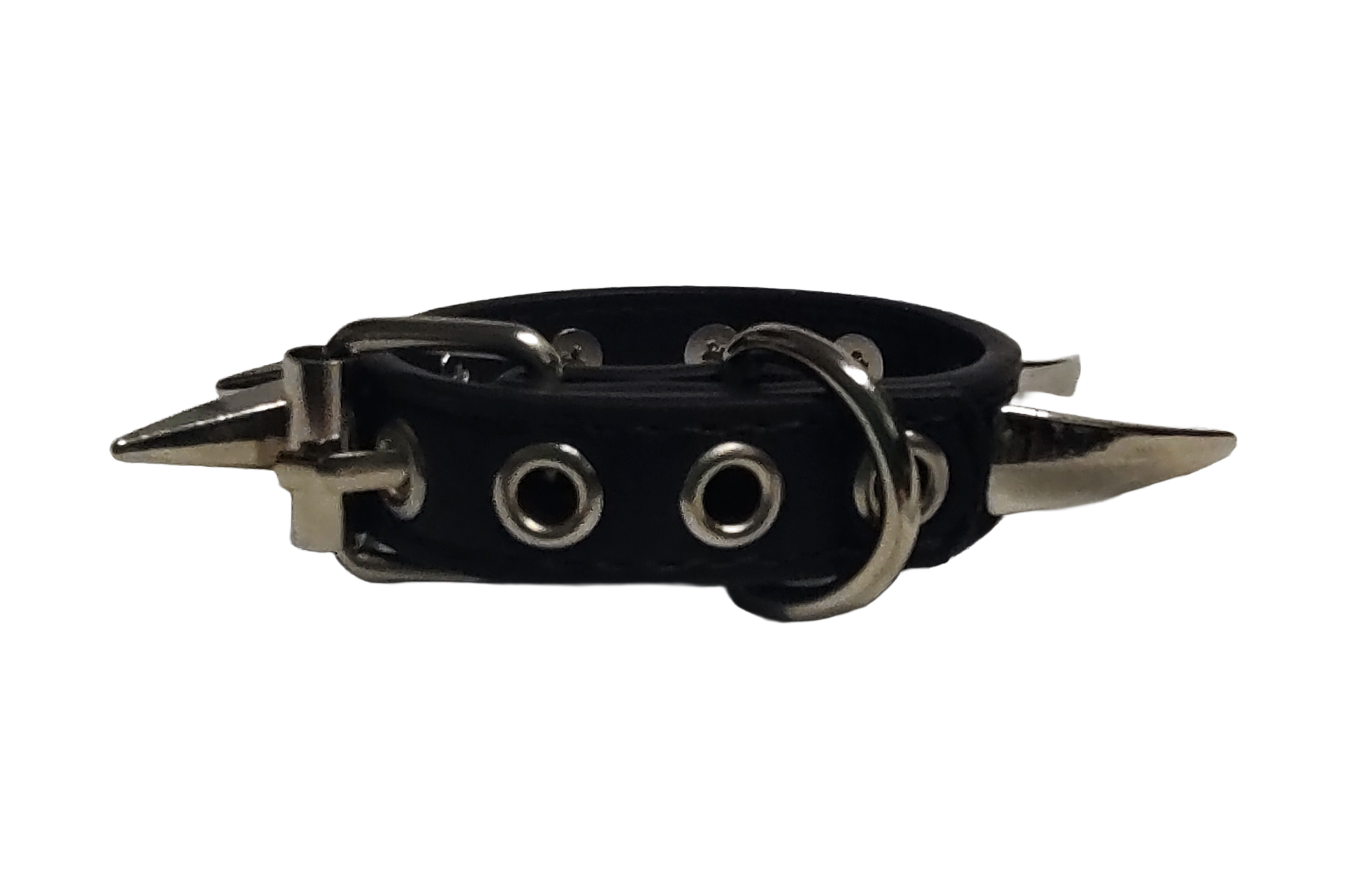 Black faux leather dragon claw spiked cuff bracelet back view