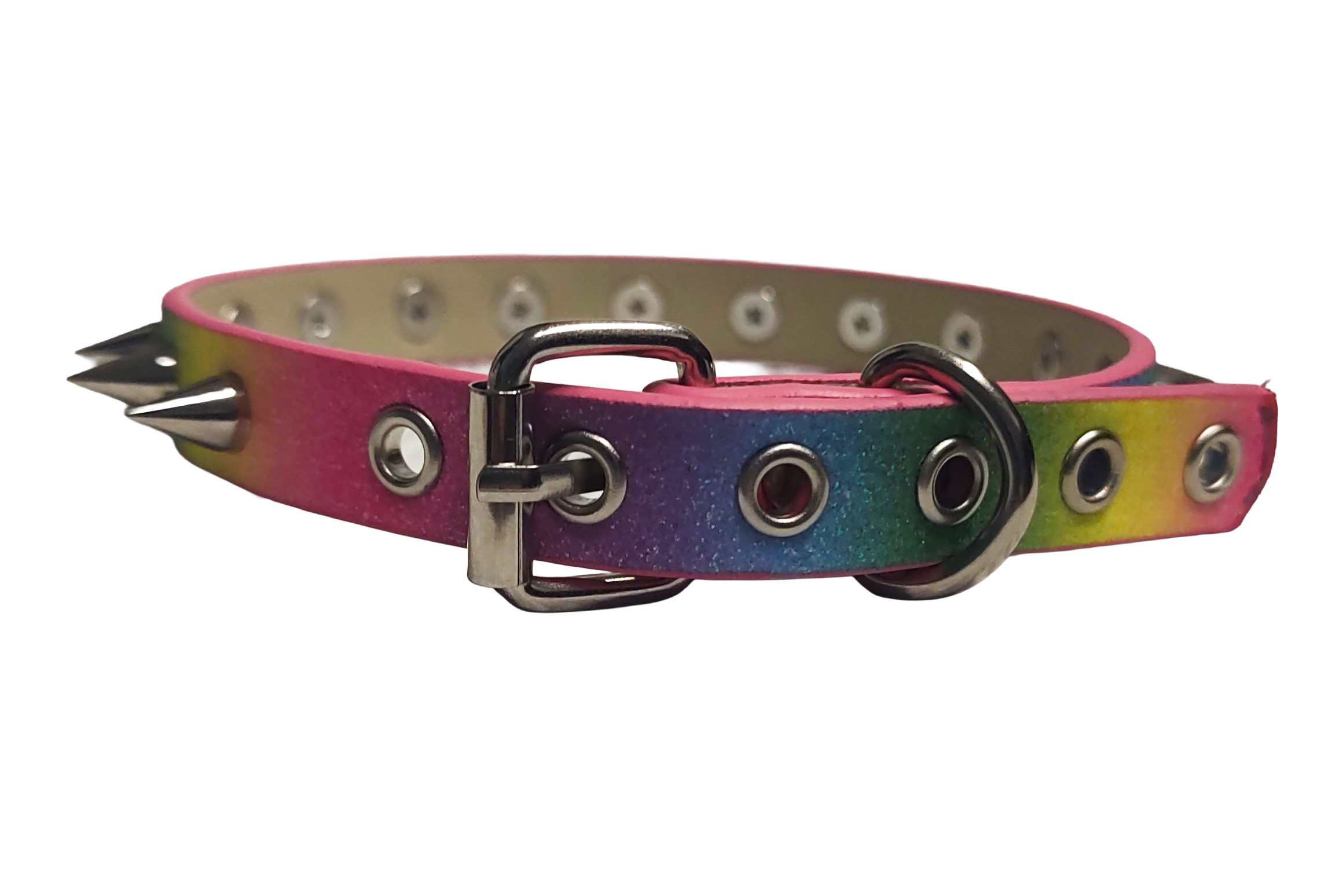 GlitterPuke & Revolt Rainbow Vegan Leather Spiked Collar