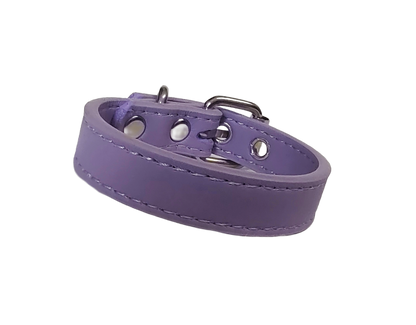 Pastel purple faux leather cuff bracelet with buckle and eyelets front view