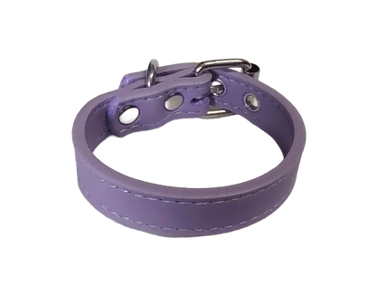 Pastel purple faux leather cuff bracelet with buckle and eyelets top view